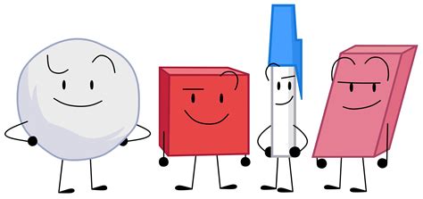 Snowball, Blocky, Pen, and Eraser by lukesamsthesecond on DeviantArt