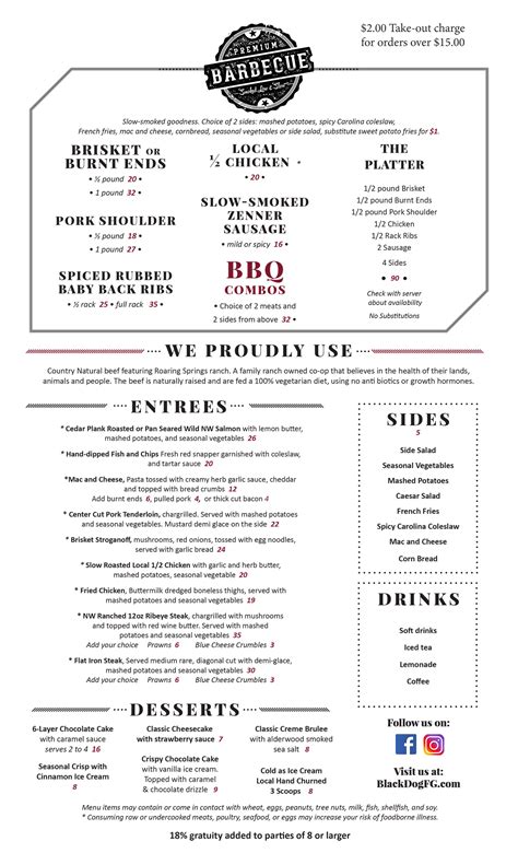 Menu – Black Dog Bar & Grill