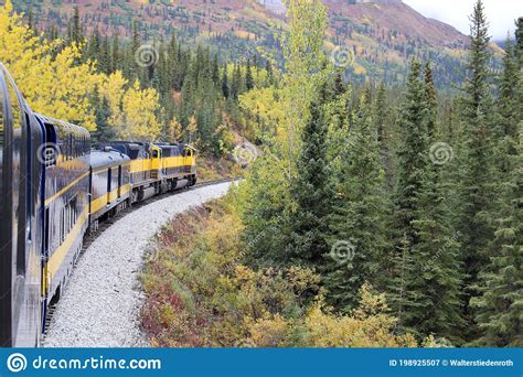 Train Ride in Autumn Alaska To Denali Stock Image - Image of outdoors ...