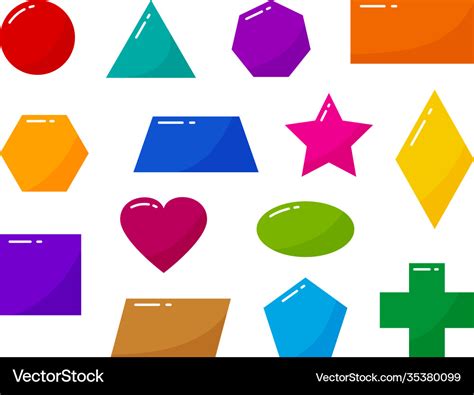 Geometric shapes kids basic object icons Vector Image