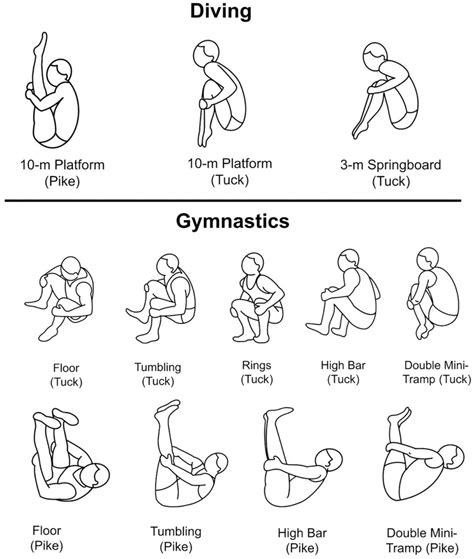 | Illustration of typical tuck and pike positions of divers and ...