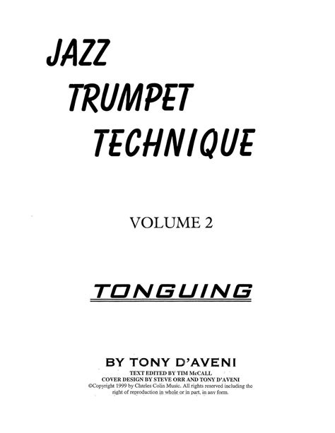 Jazz Trumpet Technique Vol.2 Tonguing – Charles Colin Music