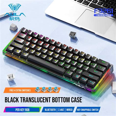 Aula F3261 Wireless + Bluetooth HotSwap Mechanical RGB Gaming Keyboard ...