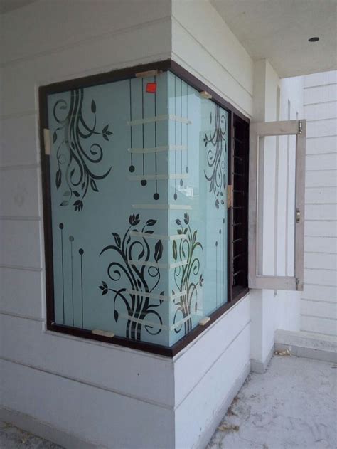 Pin by Shri Mahadev Glass Arts on corner etching Design | Window glass design, Window grill ...