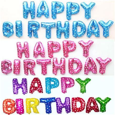 13pcs/lot Happy Birthday Balloons Party Decoration Letters Alphabet Aluminum Helium Balloon Foil ...