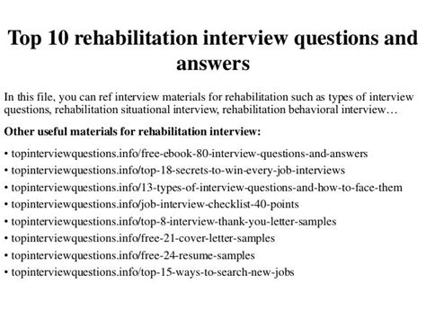 Top 10 rehabilitation interview questions and answers