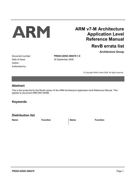 ARM v7-M Architecture Application Level Reference Manual RevB ...