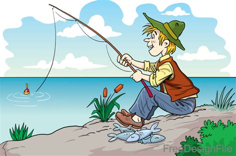 Fisherman cartoon character vector free download