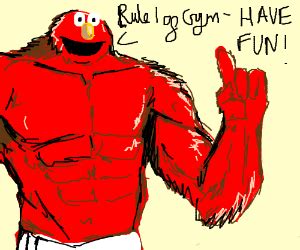 Muscular orange Elmo teaches to kids - Drawception