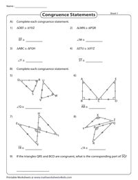 Congruent Triangles Worksheets