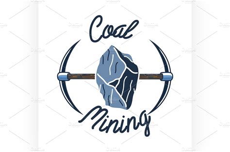 Color vintage coal mining emblem ~ Illustrations ~ Creative Market