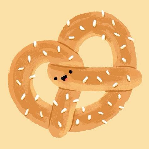 Soft pretzel ~ cute illustration | Cute food drawings, Drawings, Drawings of friends