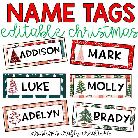 Christmas Name Tags L Editable - Etsy