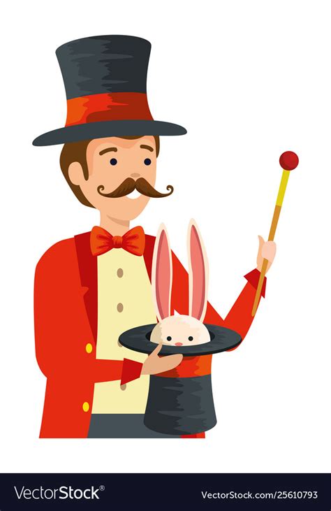 Circus magician with hat and rabbit Royalty Free Vector