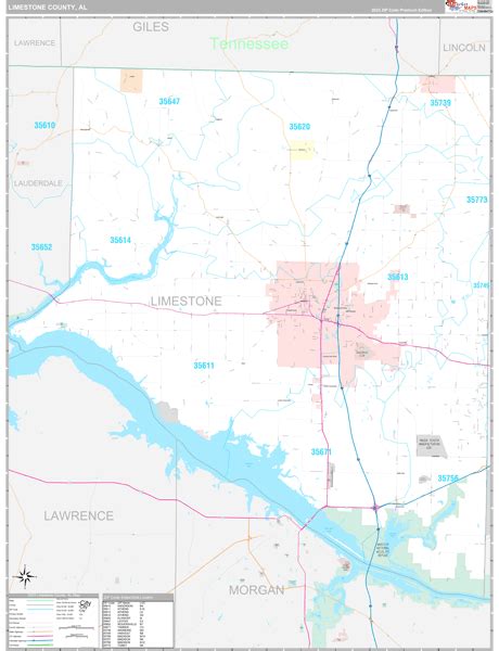 Limestone County, AL Zip Code Map - Premium