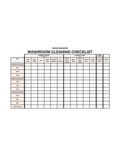 Office Cleaning Checklist Printable