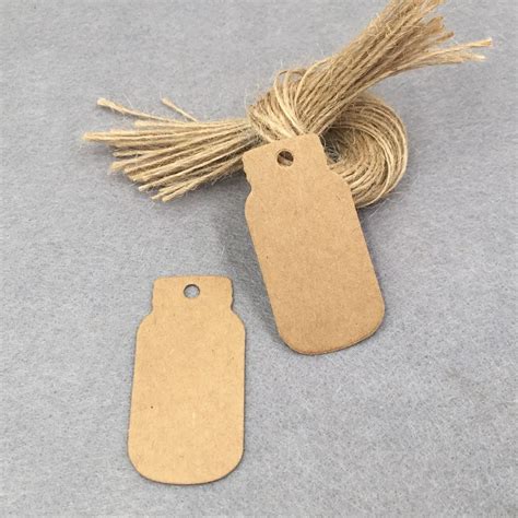 200pcs Kraft Brown Price Tags+200pcs Strings 5*2.5cm DIY Handmade Gift Hang Tags Drifting Bottle ...