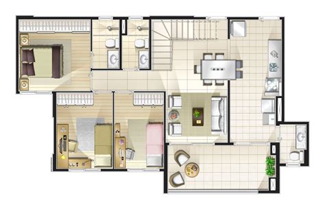 Plantas de casas duplex simples e pequenas | Decorando Casas