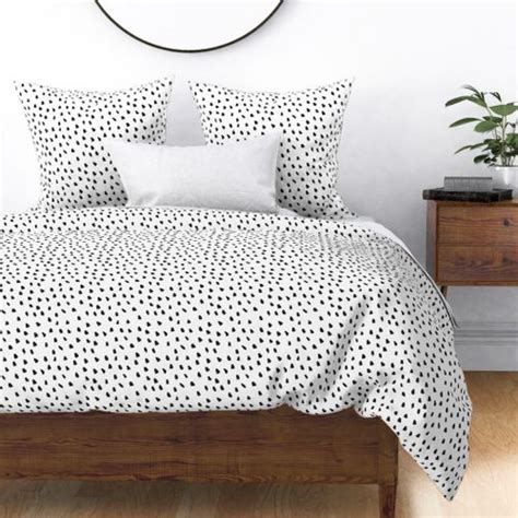 Painted Black Dots on White Fabric | Spoonflower