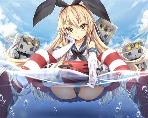 Wallpaper : Shimakaze Kancolle, Kantai Koleksi, berambut pirang, rambut ...