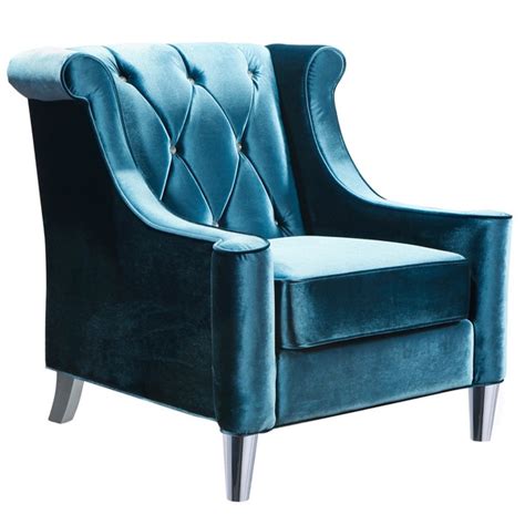 Shop Barrister Blue Velvet Button-tufted Accent Chair - Free Shipping ...