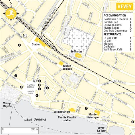 Vevey Hotels And Restaurants Map - Ontheworldmap.com