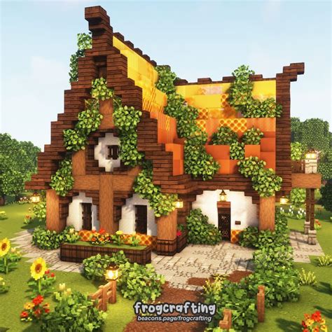 Honey Gradient Roof Cottagecore house in 2022 | Minecraft farm ...