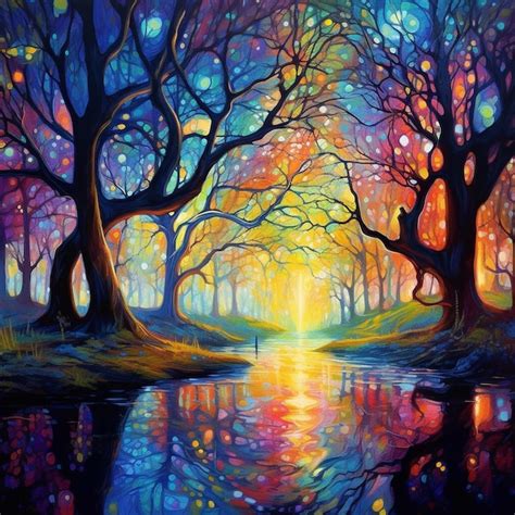 Premium AI Image | Harmony of nature painting and forest