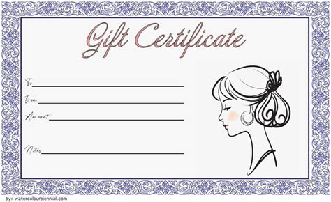 Blank Hair Salon Gift Certificate Template Printable 3 | Gift certificate template, Gift ...