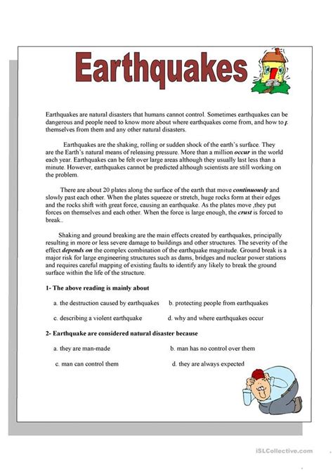 earthquakes worksheet - Free ESL printable worksheets made by teachers ...