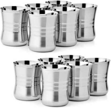 ABSteel (Pack of 12) Stainless Steel Glasses Set of 12 For Water Glass Set Glass Set Price in ...