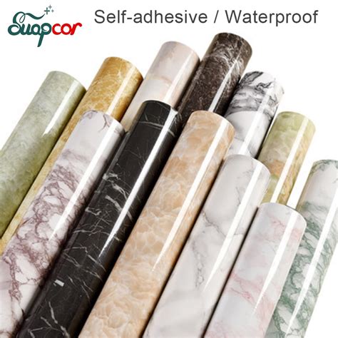 3M /5M Marble decorative film Self adhesive PVC Wallpaper Kitchen ...