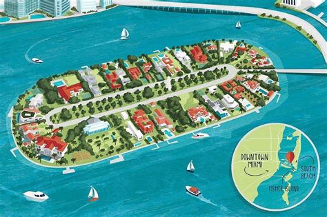 Illustrated Map of Star Island, Miami