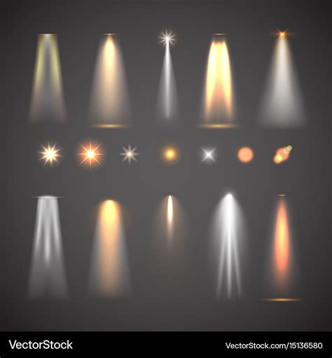 Different light effect elements bright lights Vector Image