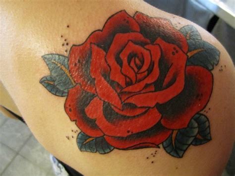 Red rose tattoo by Hania Sobieski