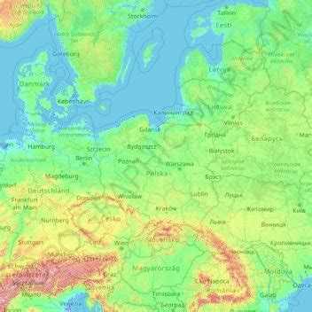 Poland topographic map, elevation, relief