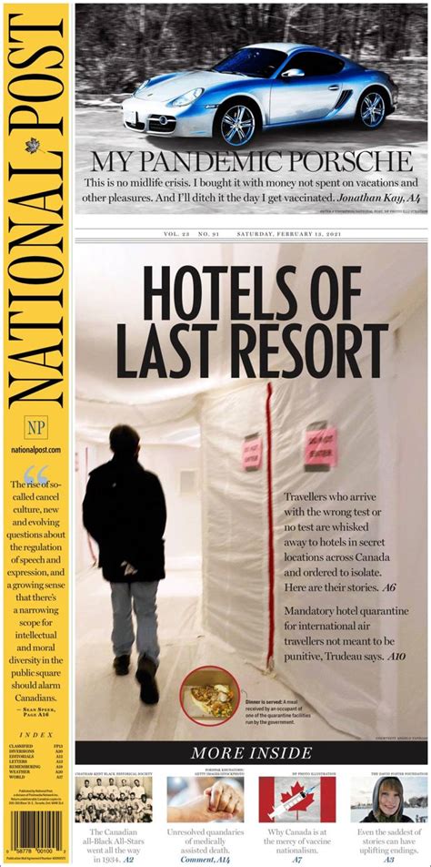 Newspaper The National Post (Canada). Newspapers in Canada. Today's ...