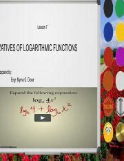 Derivatives of Logarithmic Functions: Properties and Examples | Course Hero