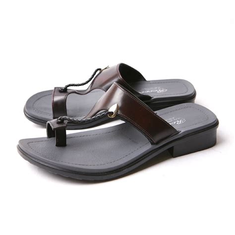 Mens real leather twist strap flip-flop fashion comfortable sandals ...