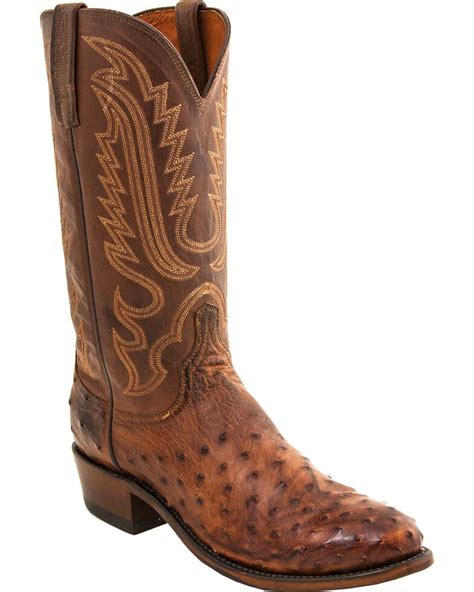 Lucchese Men's Handmade Luke Full Quill Ostrich Western Boots - Round ...