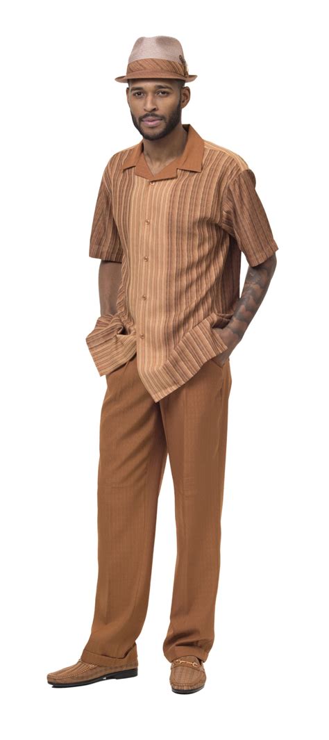 Montique 1846 Walking Suit Caramel - Mens Two Piece Leisure Suits