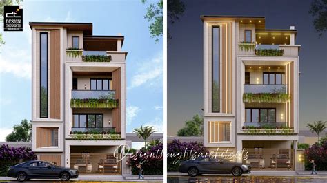 30×40 Modern Triplex House Design With Exterior LED Lights - Design ...