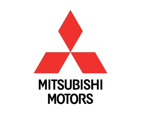 Mitsubishi Motors Logo Brand Symbol Red With Name Black Design Japan Car Automobile Vector ...