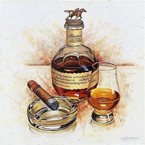 Blanton's with Carrillo Cigar Painting by Ian Greathead | Saatchi Art