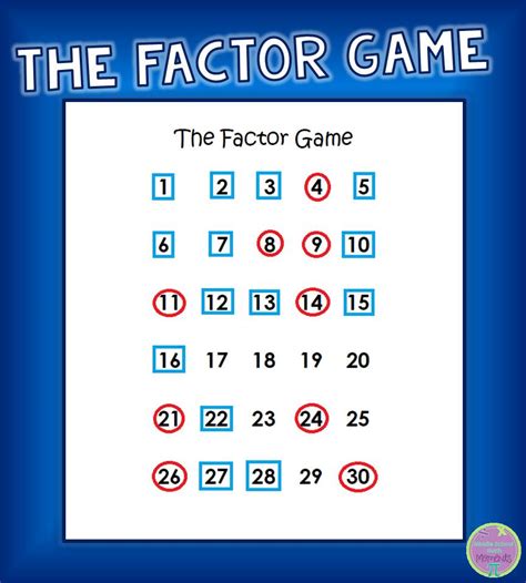 Middle School Math Moments (and more!): The Factor Game!