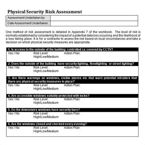 FREE 12+ Sample Security Risk Assessment Templates in PDF | MS Word | Excel