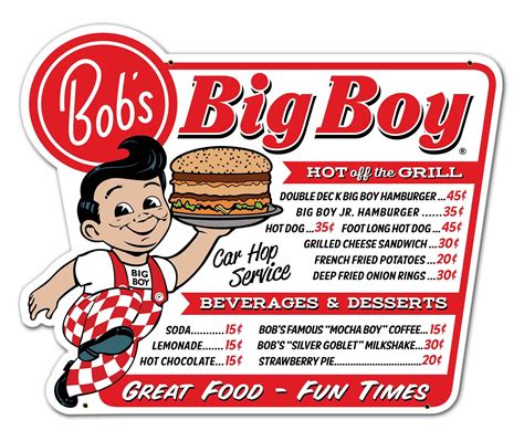 Bob's Big Boy Retro Menu Sign - Garage Art