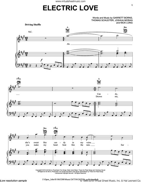 Electric Love sheet music for voice, piano or guitar (PDF)