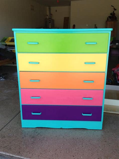 Colorful dresser | Girls rainbow bedroom, My little pony bedroom, Dresser design