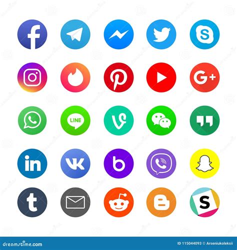 Popular Social Media App and Messenger Icons Set Editorial Stock Photo ...